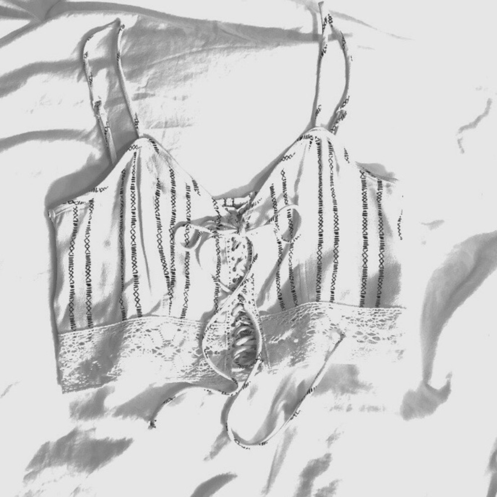 White Black Crop Top SMALL